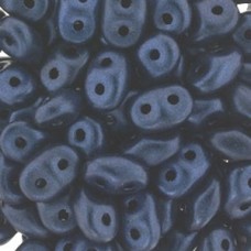 5mm SuperDuo 2-Hole Beads - Metallic Suede Dark Blue