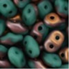 5x2mm SuperDuo Czech 2-Hole Beads - Matte Apollo Turquoise - 22.5gm