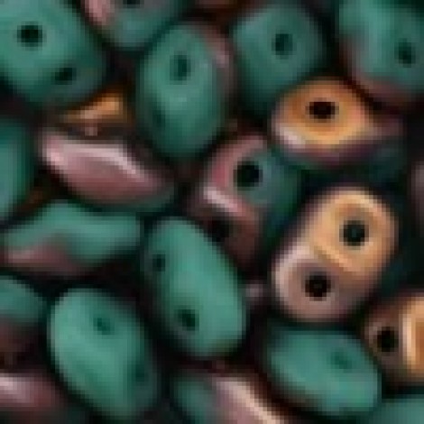 5x2mm SuperDuo Czech 2-Hole Beads - Matte Apollo Turquoise - 22.5gm