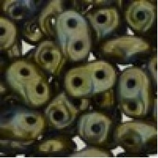 5x2mm SuperDuo Czech 2-Hole Beads - Blue Turquoise-Bronze Picasso - 22.5gm