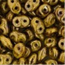 5mm SuperDuo 2-Hole Beads - Opaque Yellow Bronze Picasso - 24gm