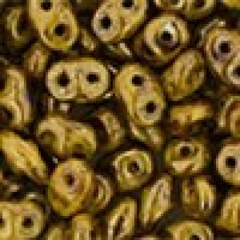 5mm SuperDuo 2-Hole Beads - Opaque Yellow Bronze Picasso - 24gm