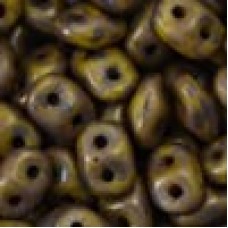 5mm SuperDuo 2-Hole Beads - Opaque Olive-Copper Picasso - 22-24gm