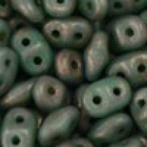 5mm SuperDuo Cz 2-Hole Beads - Copper Picasso Turquoise - 22-24gm
