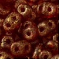 5mm SuperDuo Czech 2-Hole Beads - Marbled Gold-Siam Ruby - 24gm