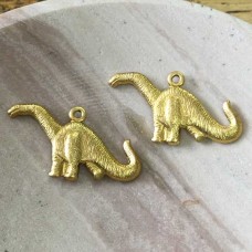 25x12mm Raw Brass Dinosaur Charms - Pack of 2