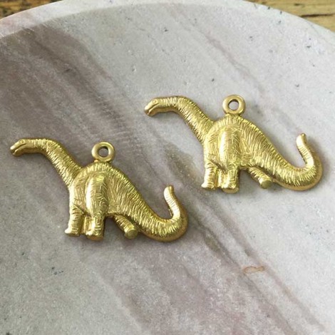 25x12mm Raw Brass Dinosaur Charms - Pack of 2 25x12mm Raw Brass Dinosaur Charms - Pack of 2