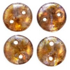 6mm CzechMates 2-Hole Lentils - Transparent Gold-Smoky Topaz Luster - Pack of 50