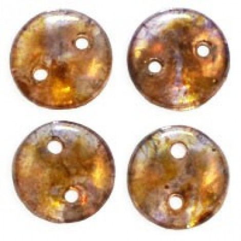 6mm CzechMates 2-Hole Lentils - Transparent Gold-Smoky Topaz Luster - Pack of 50 6mm CzechMates 2-Hole Lentils - Transparent Gold-Smoky Topaz Luster - Pack of 50