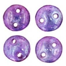 6mm CzechMates 2-Hole Lentils - Trans Amethyst Luster - Pack of 50