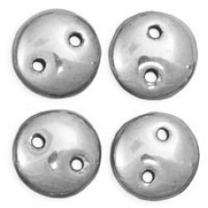 6mm CzechMates 2-Hole Lentils - Silver - Pack of 50