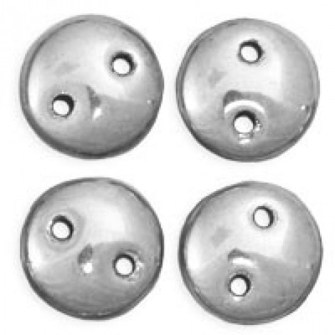 6mm CzechMates 2-Hole Lentils - Silver - Pack of 50