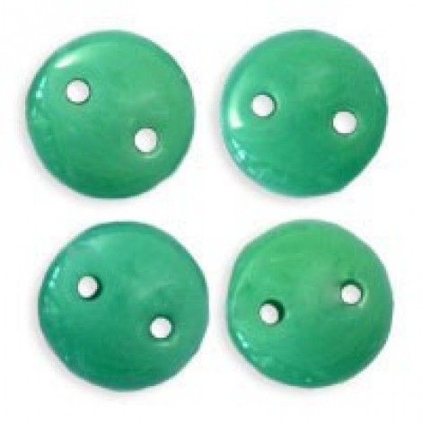6mm CzechMates 2-Hole Lentils - Opaque Turquoise - Pack of 50