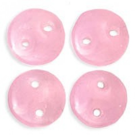 6mm CzechMates 2-Hole Lentils - Milky Pink - Pack of 50 6mm CzechMates 2-Hole Lentils - Milky Pink - Pack of 50