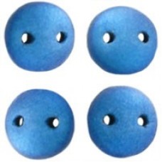 6mm CzechMates 2-Hole Lentils - Metallic Suede Blue