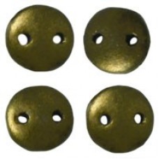 6mm CzechMates 2-Hole Lentils - Metallic Suede Dark Green - Pack of 50