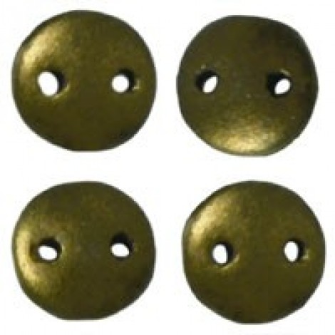 6mm CzechMates 2-Hole Lentils - Metallic Suede Dark Green - Pack of 50