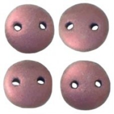 6mm CzechMates 2-Hole Lentils - Met Suede Pink - Pack of 20