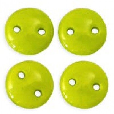 6mm CzechMates 2-Hole Lentils - Chartreuse - Pack of 50