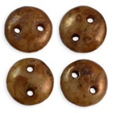 6mm CzechMates 2-Hole Lentils - Beige Bronze Picasso - Pack of 50