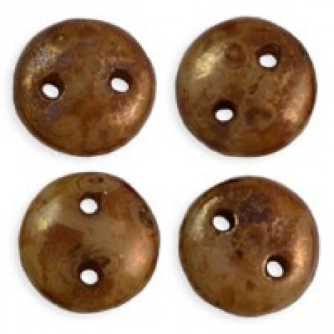 6mm CzechMates 2-Hole Lentils - Beige Bronze Picasso - Pack of 50