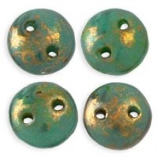 6mm CzechMates 2-Hole Lentils - Turq Bronze Picasso - Pack of 50