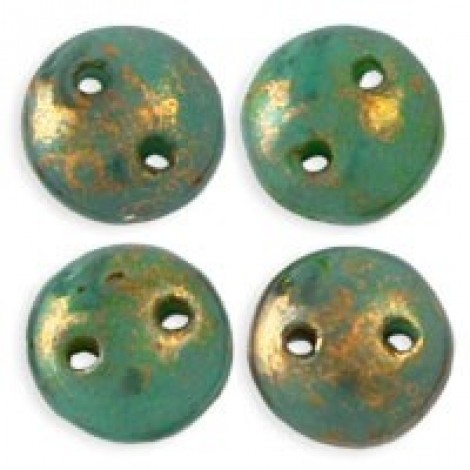 6mm CzechMates 2-Hole Lentils - Turq Bronze Picasso - Pack of 50