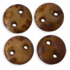 6mm CzechMates 2-Hole Lentils - Beige Copper Picasso - Pack of 50