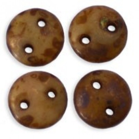 6mm CzechMates 2-Hole Lentils - Beige Copper Picasso - Pack of 50 6mm CzechMates 2-Hole Lentils - Beige Copper Picasso - Pack of 50