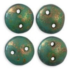 6mm CzechMates 2-Hole Lentils - Turq Copper Picasso - Pack of 50