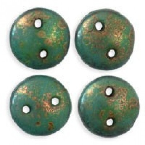 6mm CzechMates 2-Hole Lentils - Turq Copper Picasso - Pack of 50 6mm CzechMates 2-Hole Lentils - Turq Copper Picasso - Pack of 50
