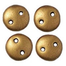 6mm CzechMates 2-Hole Lentils - Matte Metallic Flax - Pack of 50
