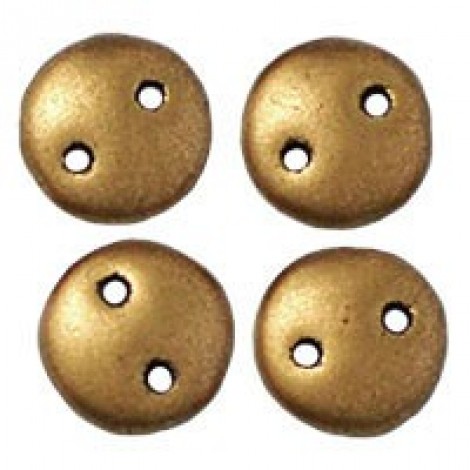 6mm CzechMates 2-Hole Lentils - Matte Metallic Flax - Pack of 50