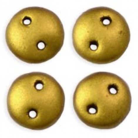 6mm CzechMates 2-Hole Lentils - Matte Aztec Gold - Pack of 50
