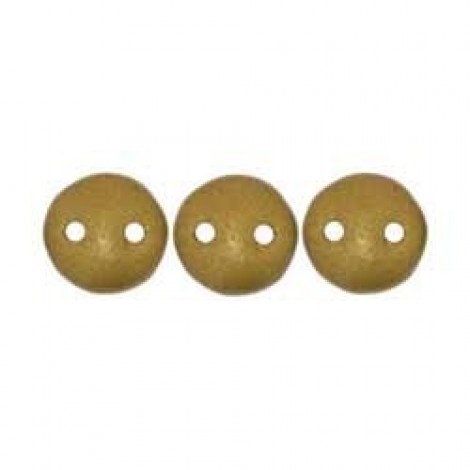 6mm CzechMates 2-Hole Lentils - Matte Met Goldenrod - Pack of 50