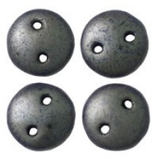 6mm CzechMates 2-Hole Lentils - Matte Hematite - Pack of 50
