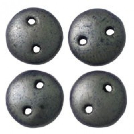 6mm CzechMates 2-Hole Lentils - Matte Hematite - Pack of 50