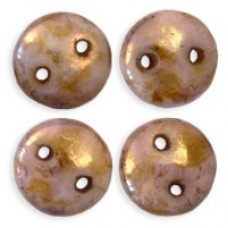 6mm CzechMates 2Hole Lentils - Opaque Gold Smoky Topaz Luster - Pack of 32