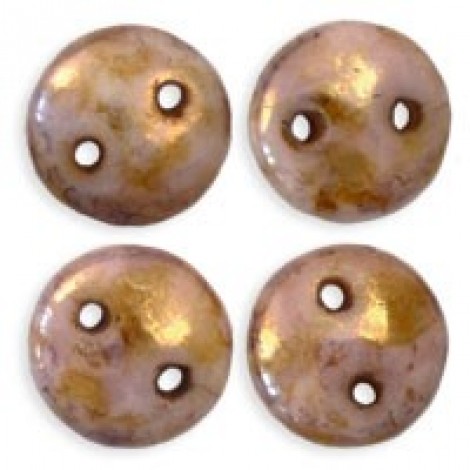 6mm CzechMates 2Hole Lentils - Opaque Gold Smoky Topaz Luster - Pack of 32 6mm CzechMates 2Hole Lentils - Opaque Gold Smoky Topaz Luster - Pack of 32