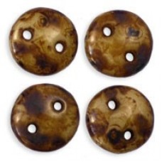 6mm CzechMates 2-Hole Lentils - Beige Picasso - Pack of 50