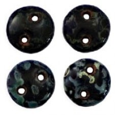 6mm CzechMates 2-Hole Lentils - Jet Picasso - Pack of 50