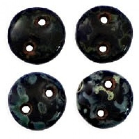 6mm CzechMates 2-Hole Lentils - Jet Picasso - Pack of 50