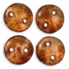 6mm CzechMates 2Hole Lentil Beads - Milky Pink Picasso - Pack of 50