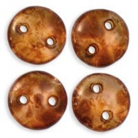 6mm CzechMates 2Hole Lentil Beads - Milky Pink Picasso - Pack of 50