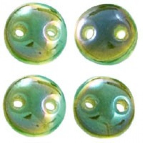 6mm CzechMates 2-Hole Lentils - Milky Aqua Celsian - Pack of 50