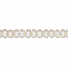 5x7mm White Cultured Button Pearls - 14" Strand (35cm)