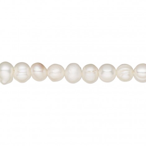 5-6mm Cream Freshwater Cultured Semi-Round Potato Pearls - Strand