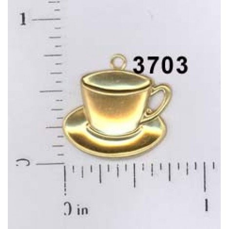 20x15mm Tea Cup Raw Brass Charm