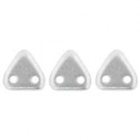 6mm CzechMates 2-Hole Triangles - Matte Metallic Silver - 12gm