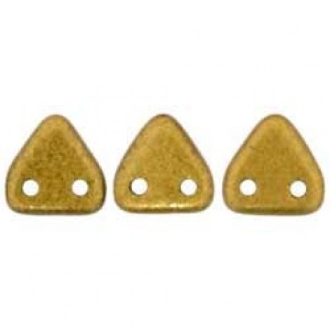 6mm CzechMates 2-Hole Triangles - Matte Met Goldenrod - 10gm